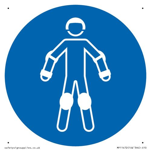 Viking Signs Mandatory: Wear protective roller sport equipment Sign - 100x100mm - S10, Blue/White