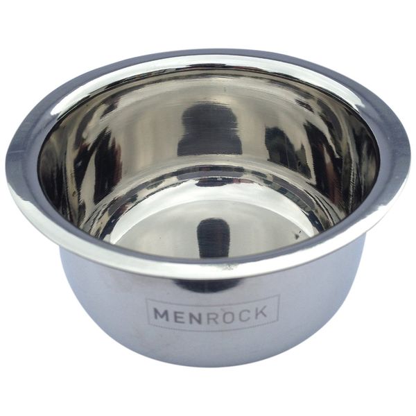 Men Rock Stainless Steel Bowl - Unbreakable Shaving Bowl - Comfortable Travel Size Brush Cup with Logo