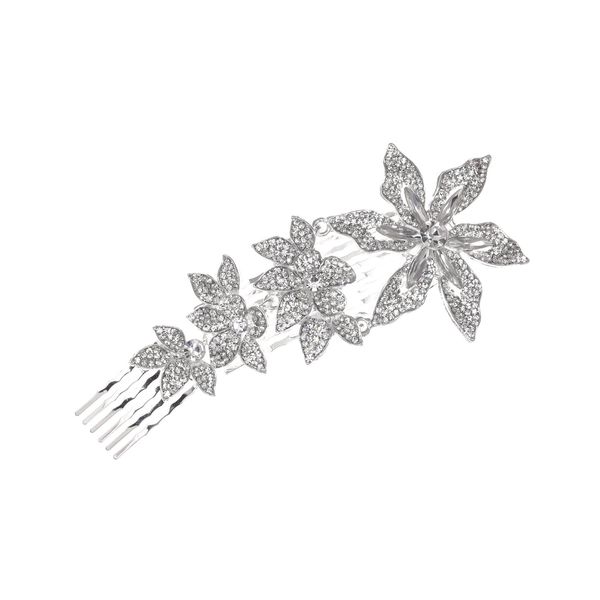 SAMKY Wedding Floral Rhinestones Crystal Prom Bridal Hair Comb Tiara T1083