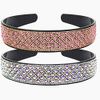 2Pcs Crystal Rhinestone Headband Teeth Comb Headbands Crystal Beaded Bling Hairbands Non-slip Hard Headbands Wide Hair Hoop Hair Accessories for Women Girls
