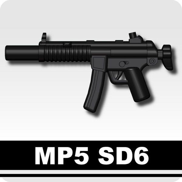 MP5 SD6 Machine Gun compatible with toy brick minifigures