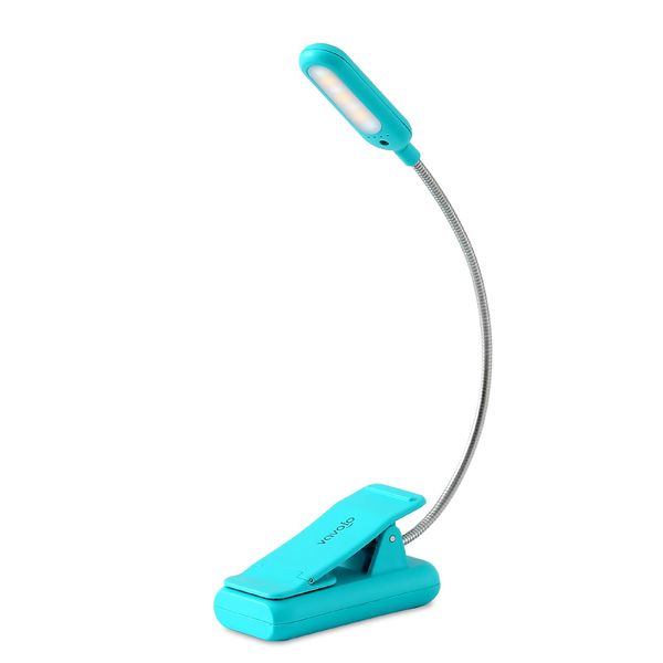 VAVOFO Clip On Book Light for Bed Kids, 7 LED Reading Light with 9-Level Warm Cool White Daylight, Eye Care Lamp with Power Indicator for Bookworms (Blue)