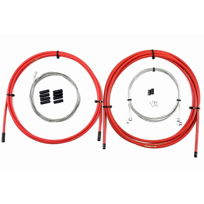 Microhero MTB/ROAD Bicycle SUS Wire Outer Set, Stainless Steel, Brake Wire, Shift Wire, For 1 Bicycle (Red)