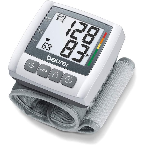 Beurer Wrist Blood Pressure Machine with Adjustable Blood Pressure Cuff - Automatic & Digital Wrist Blood Pressure Monitor, 2x60 Memory Reading, XL LCD Display - Home BP Monitor, BC30