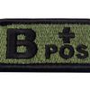B Type + Tactical Blood Type Embroidered Velcro Patch (Olive and Black)
