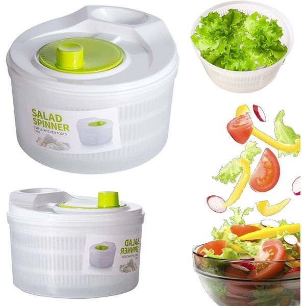 OLIYA 3L Salad Rotator Vegetable Washing Machine Fruit and Vegetable Bowl Foldable Salad Rotator Vegetable Dryer Set with Cover for Kitchen Tools Salad Dryer Salad Shooter Small Salad Rotator