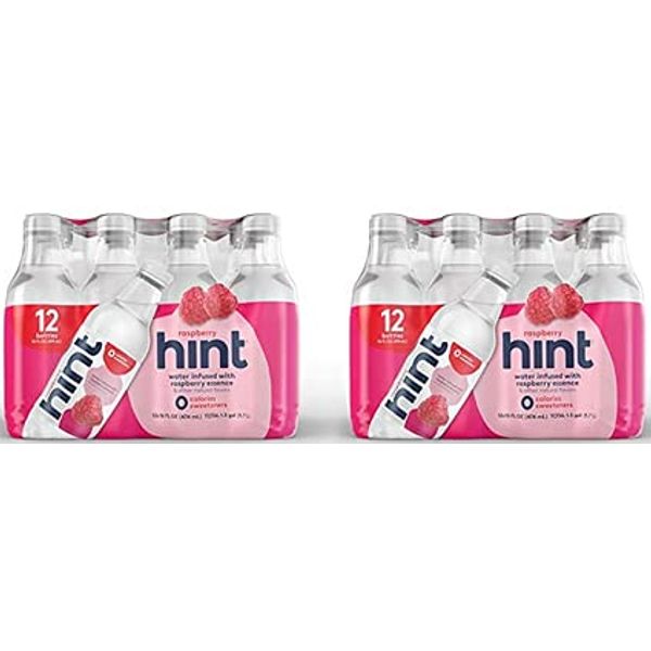 Hint Water Raspberry, (Pack of 24) 16 Ounce Bottles, Pure Water Infused with Raspberry, Zero Sugar, Zero Calories, Zero Sweeteners, Zero Preservatives, Zero Artificial Flavors