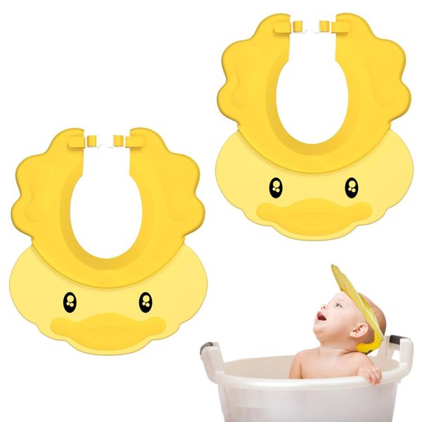 2 Pcs Shower Cap for Kids Kids Shower Cap Children Shampoo Cap Baby Shower Cap Silicone Bathing Hat Adjustable Children Shampoo Cap and Visor Kids Hair Washing Shield Waterproof Hat