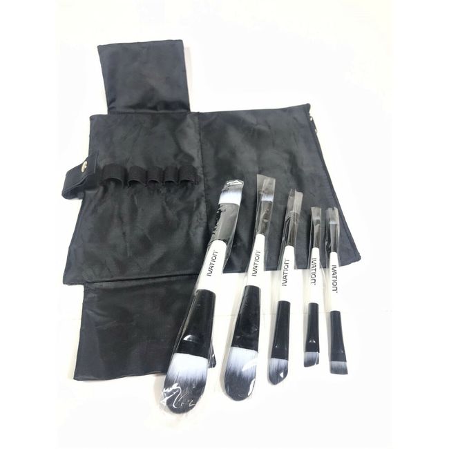 IVATION 5 Piece Double Sided Essential Brush Set w/ Travel Pouch