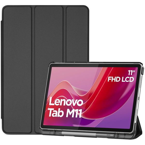 ProCase Smart Case for Lenovo Tab M11 11" 2024 TB330FU with Pen Holder, Slim Stand Tri-Fold Hard Shell Protective Tablet Cover Translucent Back Case Support Auto Wake/Sleep -Black