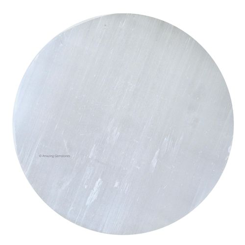 Selenite Crystal Charging Plate For Crystals And Healing Stones, 4" Selenite Crystal Plate Coaster For Home Office Table Decor (Selenite Round Disc)
