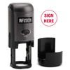 Infusion Sign HERE Round Self-Inking Stock Rubber Stamp (3/4'' Diameter) - Red Ink
