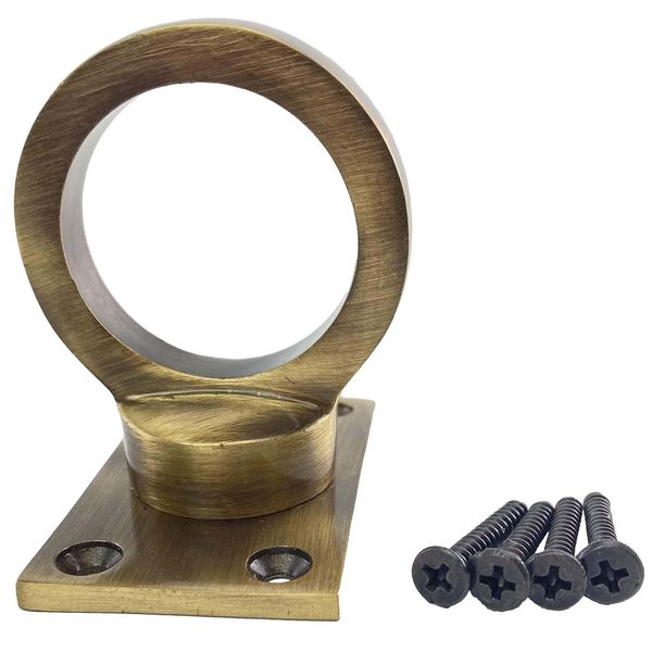 RopeServices UK 28mm Antique Brass Decking Rope Eye Plate, Deck Post End Fixing Post Fitting