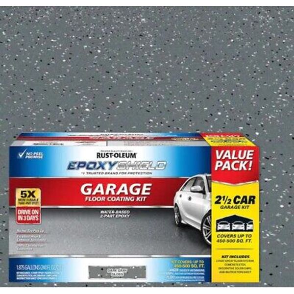 Rust-Oleum ExporyShield Garage Floor Coating Kit Dark Gray 2 1/2 Car Garage Kit