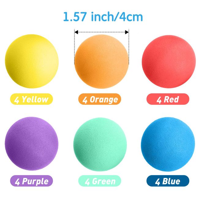 24 Pieces Soft Foam Balls Assorted Play Balls Mini Sponge Balls Sponge  Lightweight Play Ball for Crafts Birthday Party Favors Bag Gifts Fillers