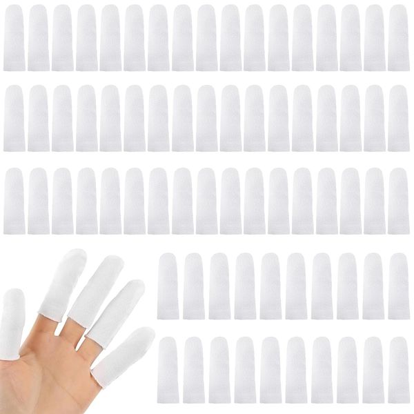 100PCS Cotton Finger Protectors,Finger Cots,Thumb Bandage,Finger Bandages Tubular,Finger Stall,Thumb Protector,Finger Covers,Reusable,Absorb Sweat,for Work Kitchen Flexible Finger Protection