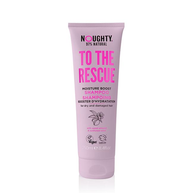 Noughty 97% Natural To The Rescue Moisture Boost Shampoo, to Gently Cleanse and Replenish Lost Moisture with Sweet Almond and Sunflower Seed, Sulphate Free Vegan Haircare 250ml