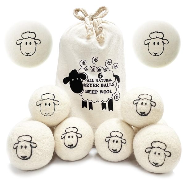 luckaide 8 Stück Trocknerbälle für Wäschetrockner, Wool Dryer Balls, 100% Trocknerbälle aus Natürlicher Wolle, Trocknerbälle für Daunenjacken, Tennisbälle Trockner Trocknerbälle Wiederverwendbar