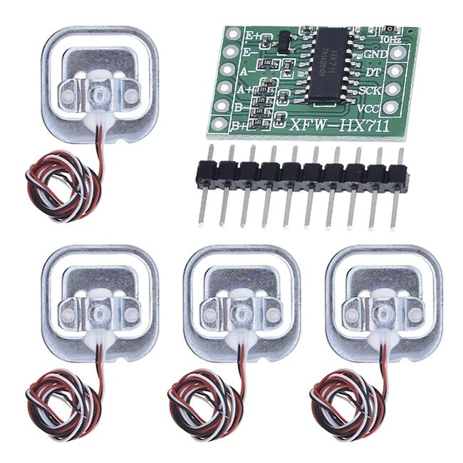 Ren He HX711 Module + 4pcs 50Kg Body Load Cell Pressure Sensor Module Weighing Sensor Weighing Sensor 24 Position Accuracy AD Module Weight Sensor Load Cell Scale Sensor Resistance Strain Half Bridge Body Load Cell Sensor Sensor Kit