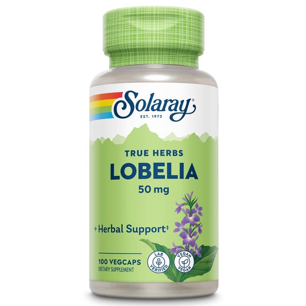 SOLARAY Lobelia Aerial 50mg | Healthy Respiratory and Bronchial Function Support | Ginger Root for Added Lung Support | Non-GMO & Vegan | 100 VegCaps