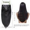 20" Clip in Human Hair Extensions Full Head 180g 7 Pieces 16 Clips 1# Jet Black Double Weft Brazilian Real Remy Hair Extensions Thick Straight Silky (20",180g Jet Black)