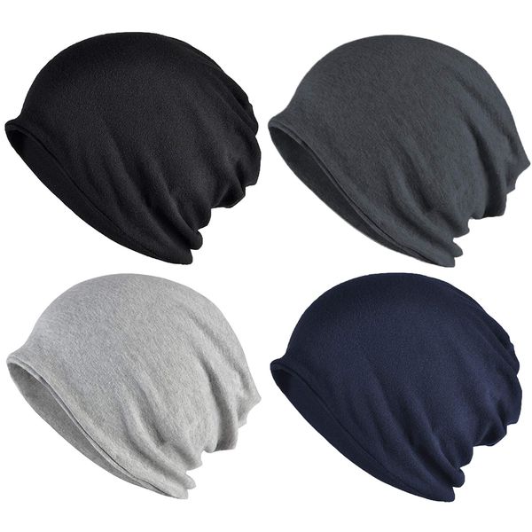 ELLEWIN Cotton Slouchy Beanie Hats Chemo Cap for Men Women Soft Lightweight Running Adult Beanie Hats