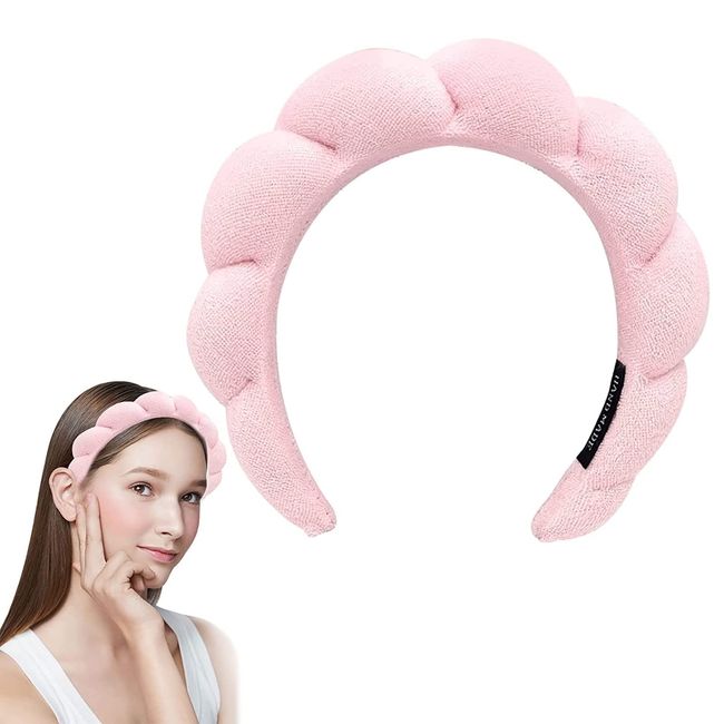 GUGUGO Haarband Kosmetik, Haarband Schminken, Make up Haarband, Haarbänder Kosmetik, Kosmetik Haarband, Skincare Headband, Headband Skincare, Schwamm und Frottee,Weiches und Saugfähiges Material(Rosa)