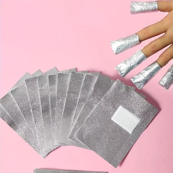 100 PCS nail foil gel aluminium wraps remover for manicure nail art cleaner cuticle pusher cotton pad for nail polishing non liquid nail polish remover