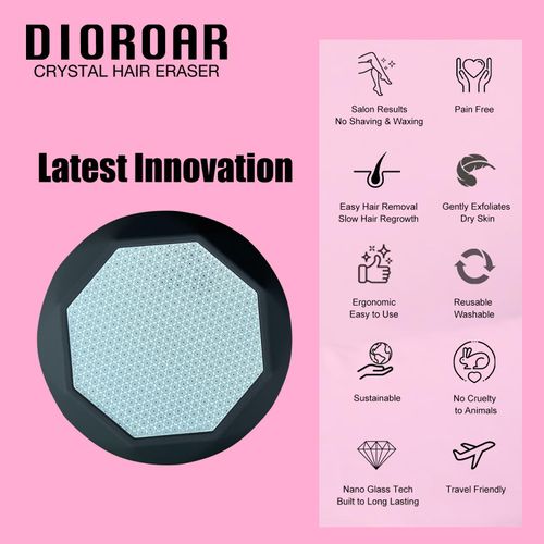 DIOROAR Crystal Hair Eraser for Women,Upgraded Painless Crystal Hair Remover Diamond,Effective Nano Glass Hair Removal Stone and Skin Exfoliation,Natural Epilator for Silky Skin(Black)