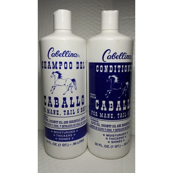 CABELLINA SHAMPOO AND CONDITIONER DEL CABALLO HORSE 32 FL OZ ALL HAIR TYPES