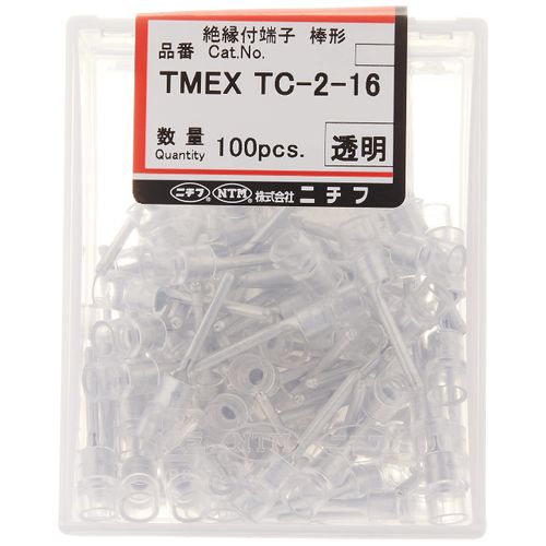 NICHIFU TERMINAL INDUSTRY TMEX TC-2-16-CLR For Copper Wire, Environmentally Friendly Crimp Terminals with Insulated Coating (TC-Shape), Rod Shape, Transparent