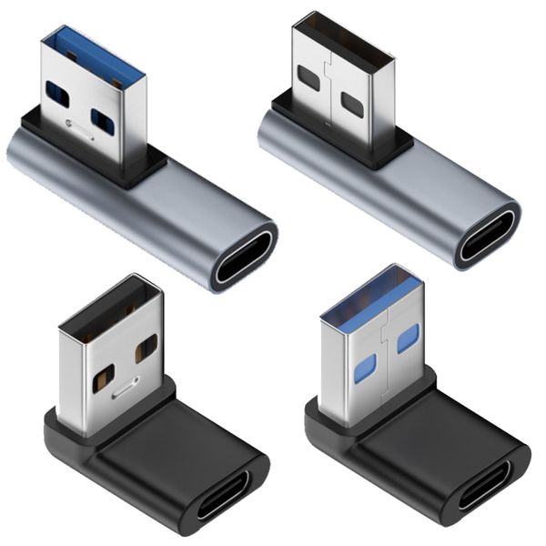 MISYNLON 4pack 90 Degree USB C to USB A Adapter, Up and Down Angle, Fast Charging, Data Transfer, for PC, Laptop