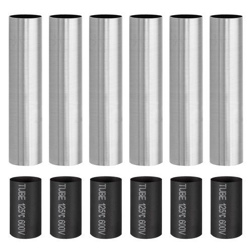 PATIKIL 4" Tall Candle Covers Sleeves, 6Pcs Metal E12 Chandelier Socket Sleeves with Insulation Heat Shrinkable Flame Retardant Tube Bulb Light Base Holder for Lamps, Chrome