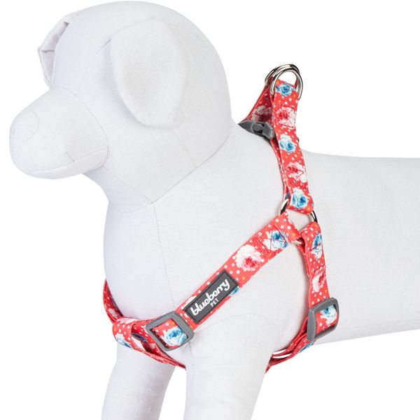 Blueberry Pet 9 Patterns Step-in Spring Scent Inspired Rose and Polka Dot Print Brink Pink Dog Harness, Chest Girth 16.5" - 21.5", Small, Adjustable Harnesses for Dogs