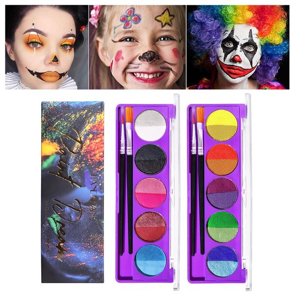 Joyeee kit per la verniciatura del corpo, 12 Colori pittura del viso, Face Body Painting Kit, per Carnevale di Halloween Abito in Maschera Partito Natale Cosplay Pasquale