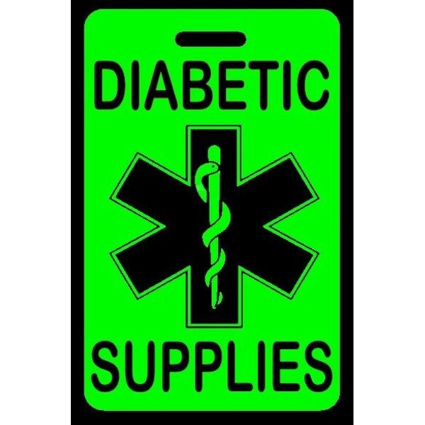 Hi-Viz Green DIABETIC SUPPLIES Luggage/Gear Bag Tag - FREE Personalization - New