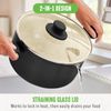 6 Quart Black Ceramic Nonstick Cooking Pot Toxin Free Easy Clean Cookware Set