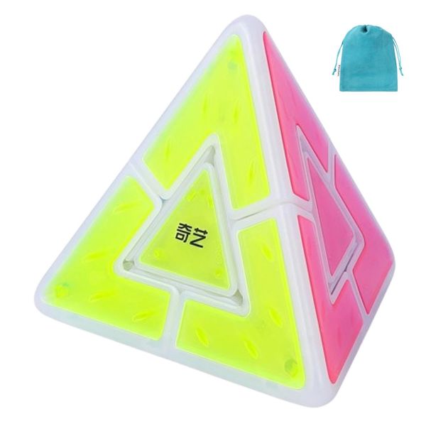 QY Ice Amber Stickerless Pastel Color 3D Puzzle (Pyraminx Lite)