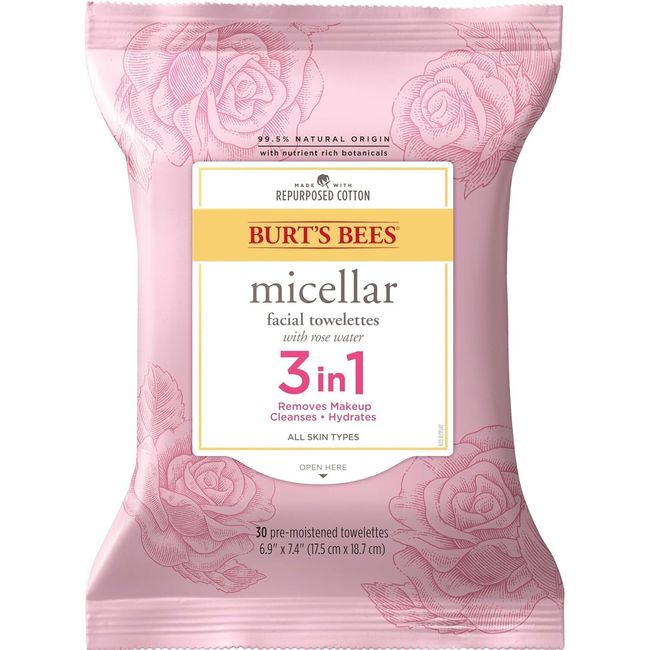 Burt's Bees Micellar 3 In 1 Facial  Towelettes W/Rose Water - All Skin Types