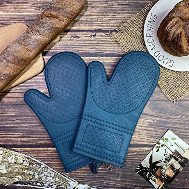 Oven Mitts Heat Resistant - 1 Pair Silicone Oven Mitts, Non-Slip Grip Soft  Oven Mitt, Flexible Kitchen Oven Mits Potholders Oven Gloves for Cooking