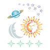 Celestial Stencil - 12.5 x 15cm (M) - Reusable Sun Moon Stars Planets Wall Stencil Template.