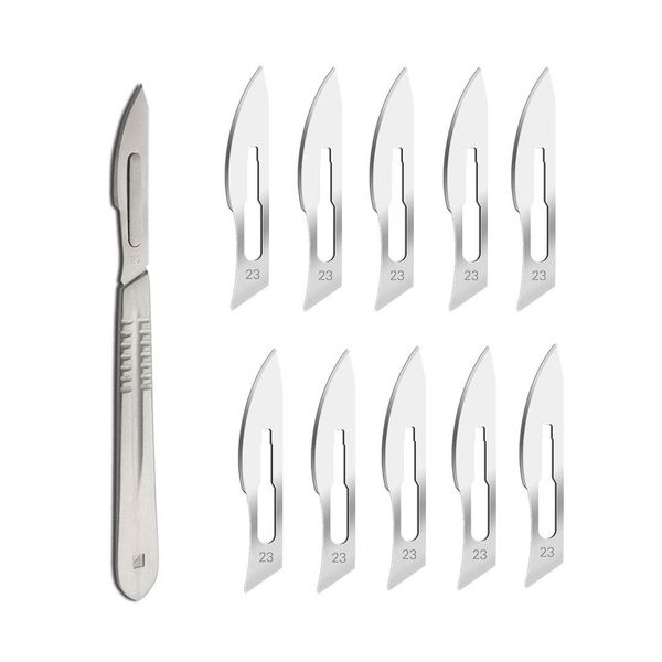 KIMRDIABTE Scalpel Blades #23 with #4 Scalpel Handle Handle - Sterile Single Blade Razor for Dermaplaning, Dissection, Podiatry, Professional Grooming, Acne Removal,Mobile Phone Repair