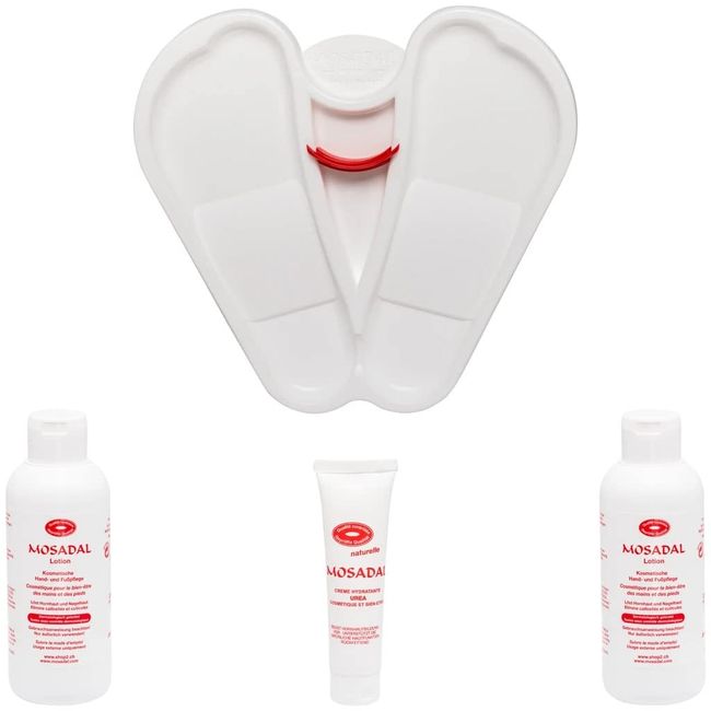 Mosadal Fußpflege Profi Set 4 teilig mit 2x Mosadal Lotion 250 ml, 1x Mosadal Creme Hydratante mit Urea, 1x Mosadal Fußwanne