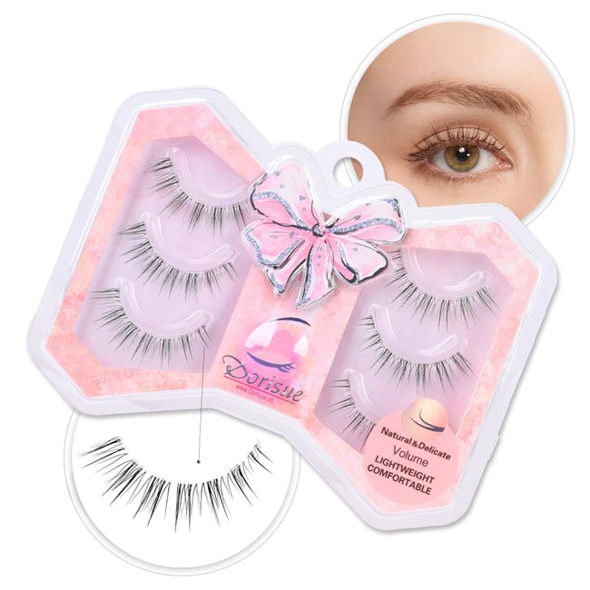 Dorisue Ultra natural eyelashes soft wispy layers light gradual length and volume 3 pairs wispy lashes