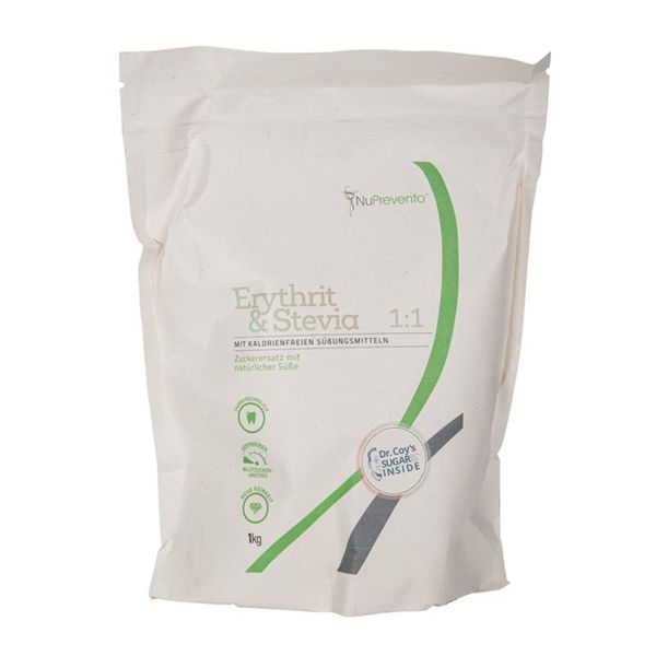 NuPrevento Erythrit & Stevia - Zuckerersatz - Erythritol-Zucker Mischung - 1kg Beutel