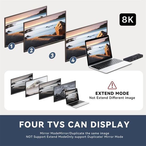 Cablecc 4 Port 8K@60Hz 4K@120Hz HDMI 2.1 Splitter Distribute 1 in/Signal to 4 Out/Screens, Support HDCP Stack Connection with 3.5mm Audio for PS5