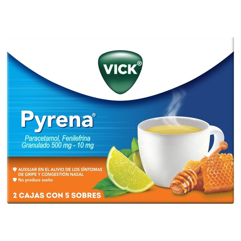 Vick Pyrena Antigripal con Paracetamol sabor Miel y Limón 2 cajas con 5 ...