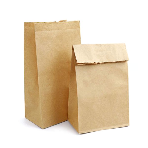 Brown Kraft Paper Bags, Kslong 50pcs Small Paper Bags 4 Lb 5.1x3.1x9.4” Lunch Bag Grocery Bread Bag Snack Bag Candy Popcorn Bag Treat Bags Party Favor Gift Bag(Brown 4)