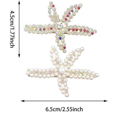 8PCS Starfish Hair Clips, Bridal Pearl Rhinestones Starfish Hair Clips Mermaid Hair Accessories Sequins Hair Pins Alligator Clips Wedding Pearl Headpiece No Slip Hair Barrettes for Women Girls