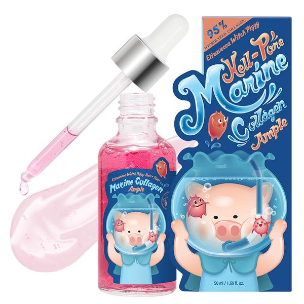Elizavecca Marine Collagen Ample - Collagen Serum/Functionality for Improvement of Wrinkles and Contains Marine Collagen Extracts/Collagen Essence/Water Serum before and after